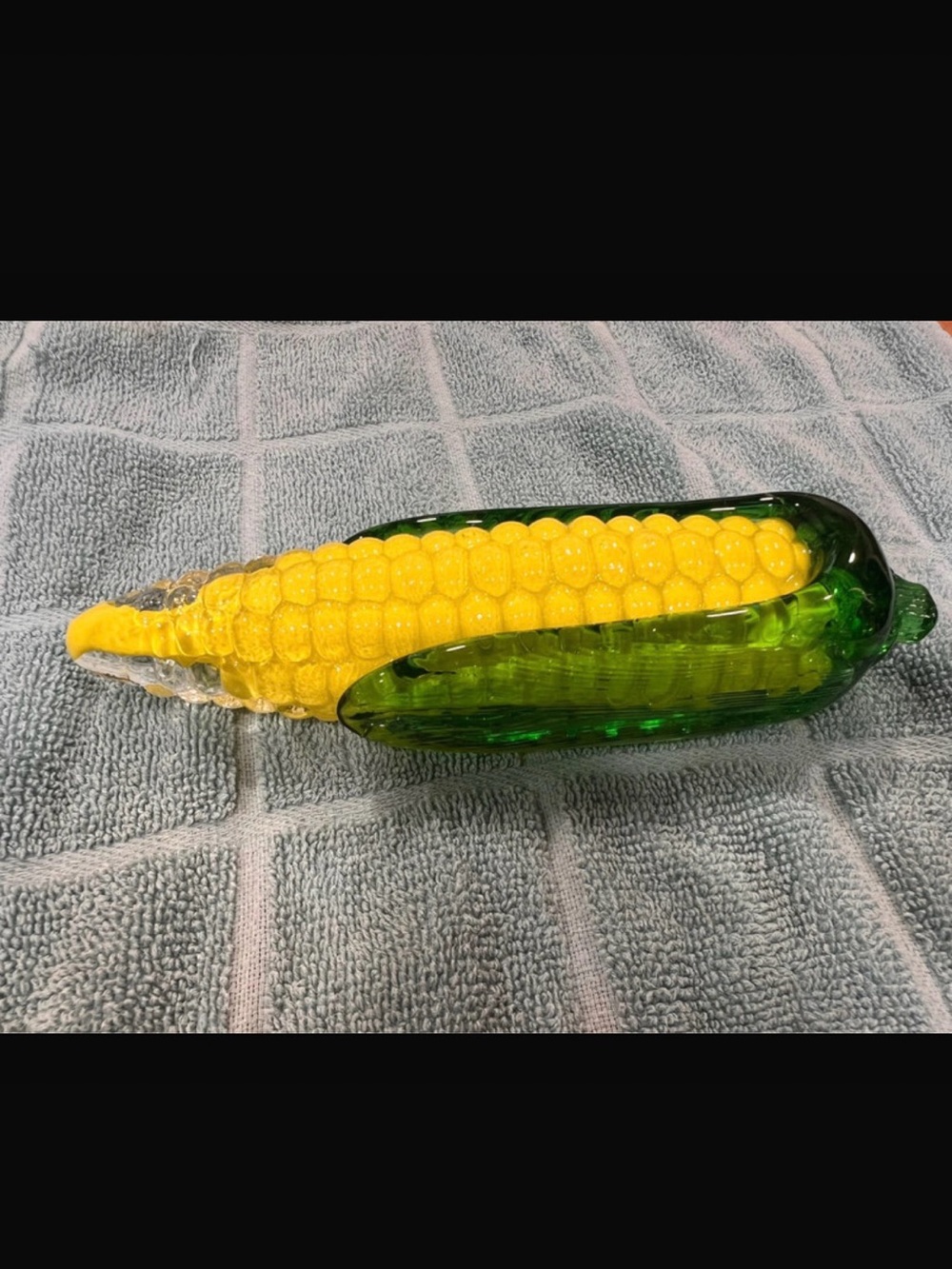 Glass Corn on the Cob Decorative Accent - Green and Yellow